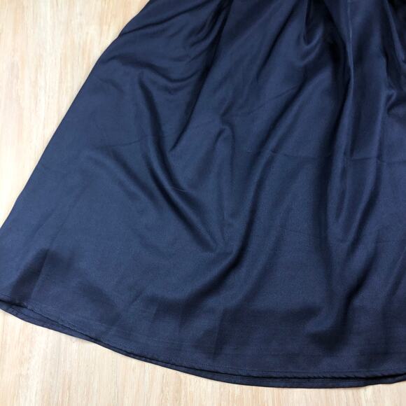 NWT Yige Dark Blue High Waist Flared Pleated Chic Office Workwear Midi Skirt 8 - Picture 3 of 10